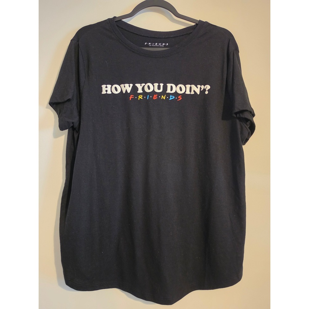Friends T Shirt Women XXXL Black Rayon Joey How You Doin Graphic Tee TV Show